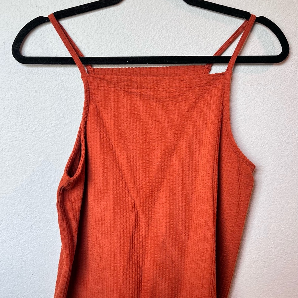Women's Orange Textured Tank Top